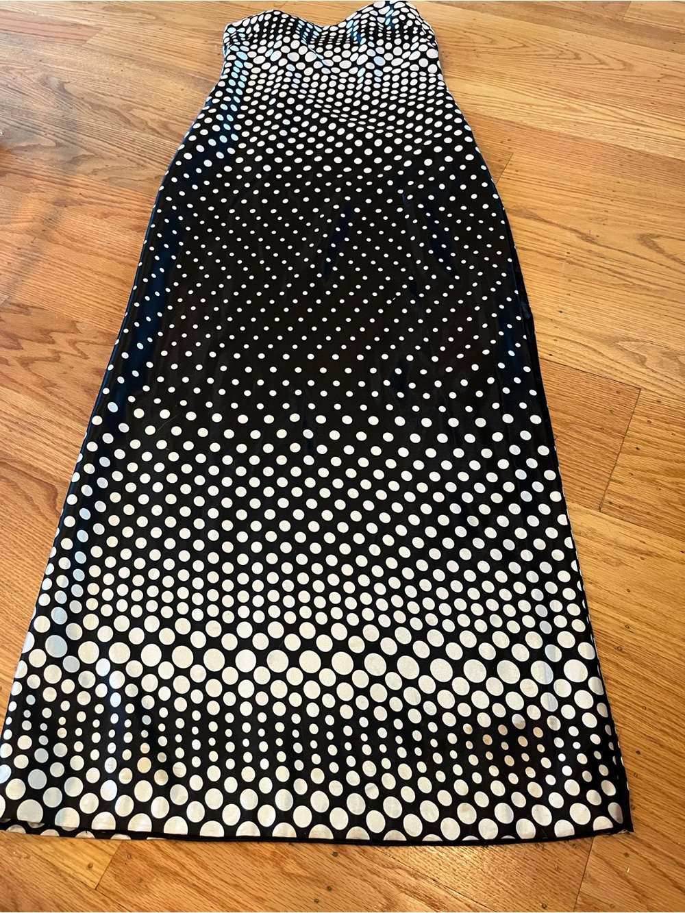 Aidan Mattox Black & White Polka Dot Strapless Maxi Dress Size 4